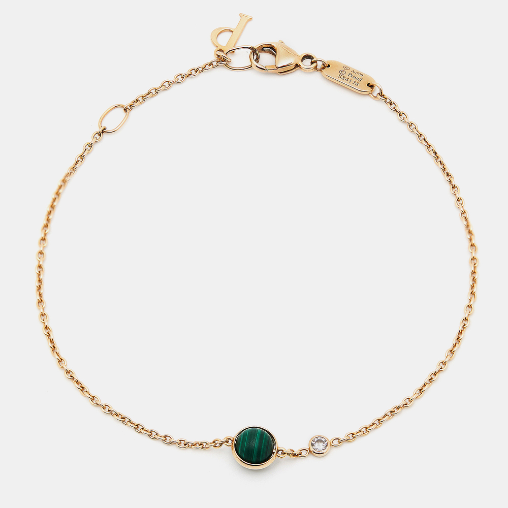 PIAGET Possession Malachite Diamond 18k Rose Gold Bracelet - Picture 1 of 7